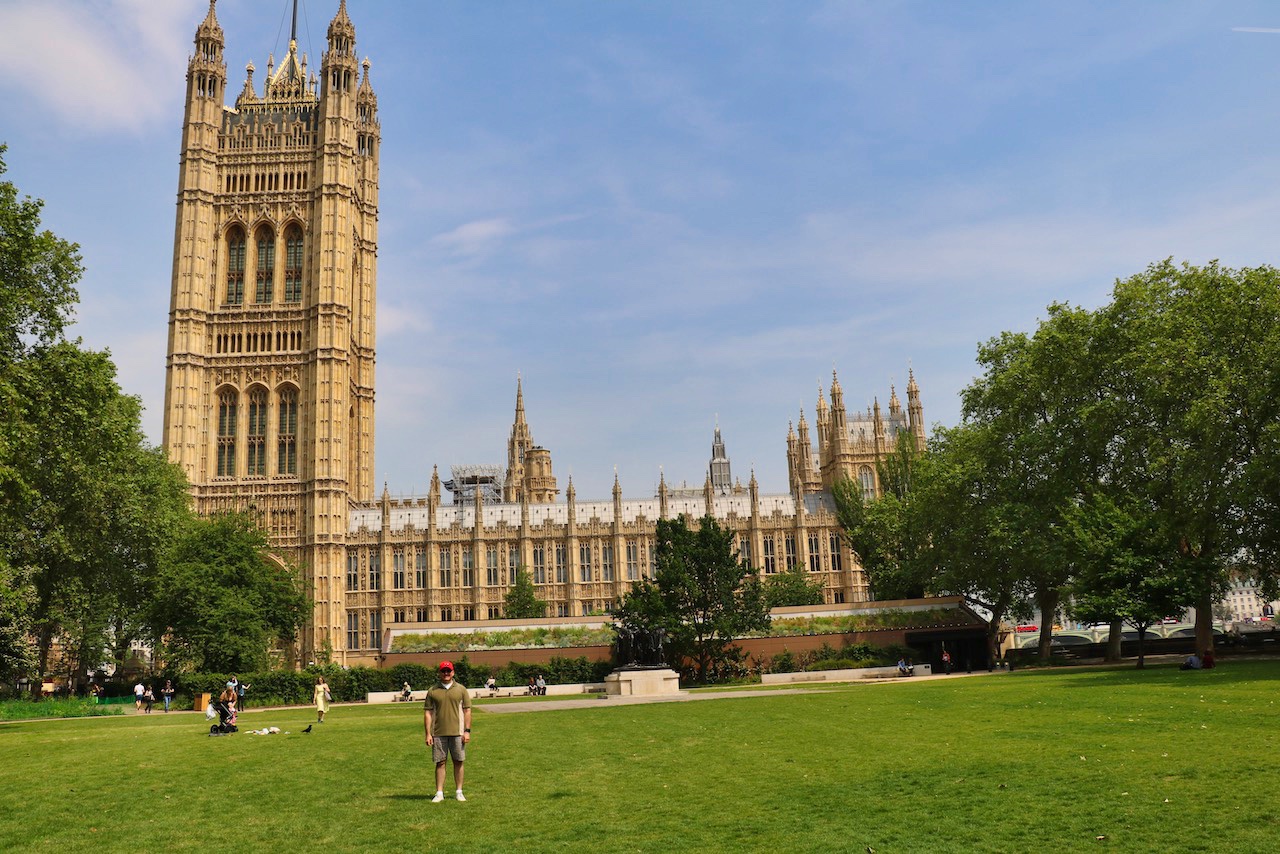 Brad on the fields adjacent the British Parliament